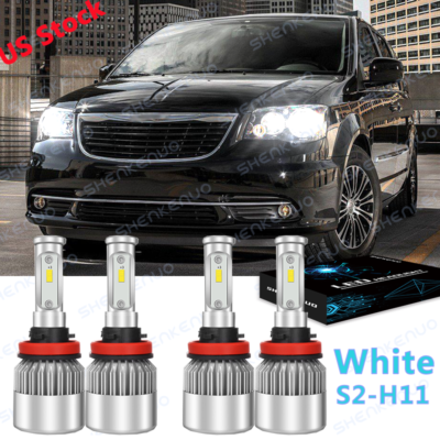 For Chrysler Town & Country 2010-2015 White LED Headlights Hi/Low