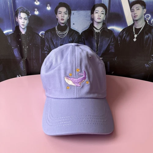 Unofficial BTS 10th Festa purple whale baseball cap hat. Bangtan, ARMY kpop gift