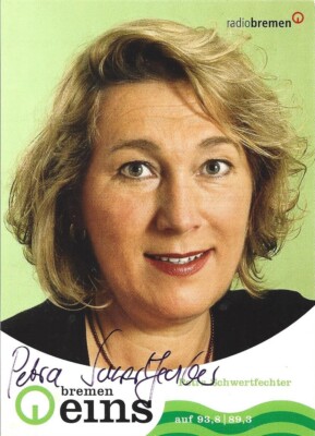 Petra Schwertfechter - autograph card - radio bremen one