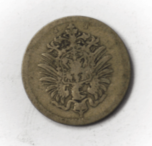 1876 F Germany Empire 5 Five Pfennig Copper Nickel Coin KM# 3 - Picture 2 of 2