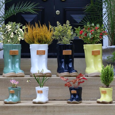 Personalised Boot Plant Flower Pot Holders Planter Indoor Outdoor