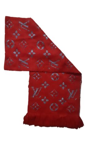 Louis Vuitton Red/Silk Logomania Scarf In Wool - Picture 4 of 6