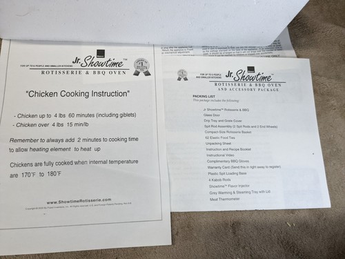 Ronco Jr Showtime Rotisserie & BBQ Oven 14" Model 2500 Black Bake healthy foods - Bild 12 von 24