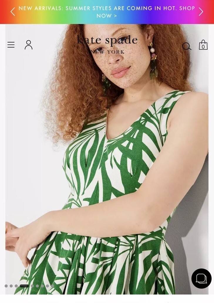 Kate Spade Women's Sleeveless Dress Size 4 Green White Palm Leaf New With  Tag