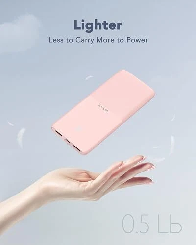 2-Pack 10000mAh Portable Power Bank in Blue and Pink for Phones
