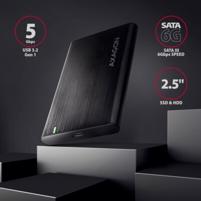 EXTERNAL HARD DRIVE HDD  500GB USB-C / USB 3.2 5Gbps AXAGON