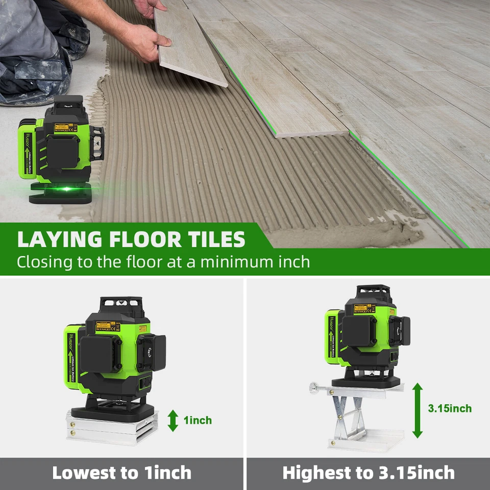 Huepar 16 Lines Green Osram Beam 4D Cross Line Tiling Floor Laser Measuring Tool - Image 3 of 4