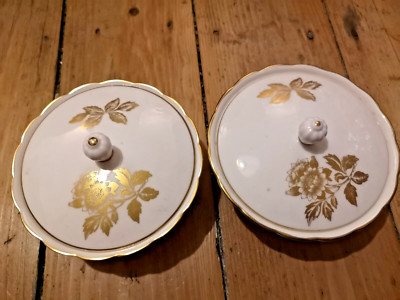Paar Gold Tonquin Bone China Wedgwood Deckel Murray Schalen