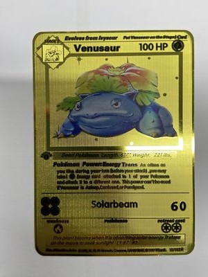 Venusaur HP100 Gold Metal Pokémon Card-Collectible Gift Display