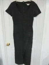 JAN BARBOGLIO Neiman Marcus  Knit Short sleeve Semi-wrap Long  Black Dress Large