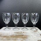 4 Lenox Claret Water Goblets Crystal Etched Stemware Thin VTG MINT
