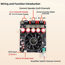 Dual Circuit Amp 600W Audio Booster DC19-51V Input Intelligent Software Control