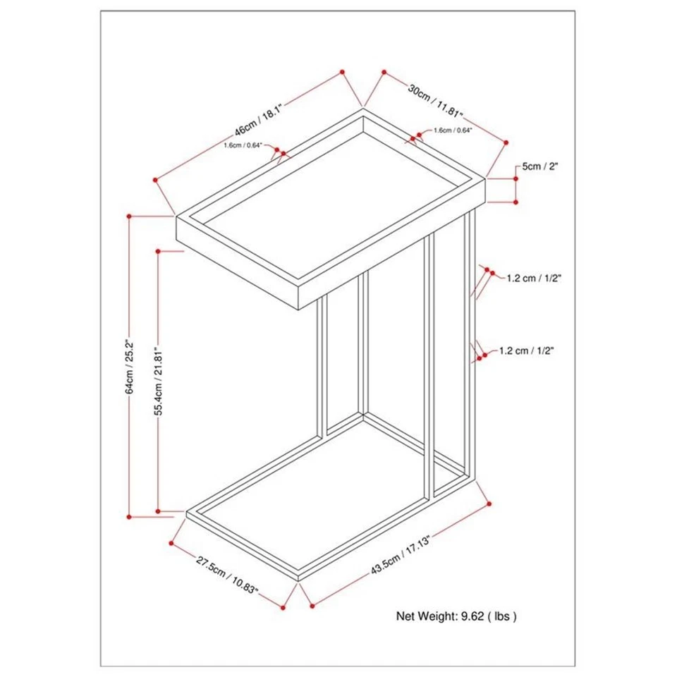 Home Square 2-Piece 18" Rectangle Industrial C Side Table Set in Natural - Image 4 of 4