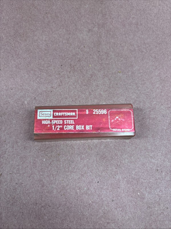 Vintage Craftsman High-Speed Steel Half Inch Core Box Bit 25596 New Old Stock