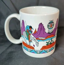 VTG Touch of USA Earthtones Coffee Mug Memories Never Forgotten Artist Signed 