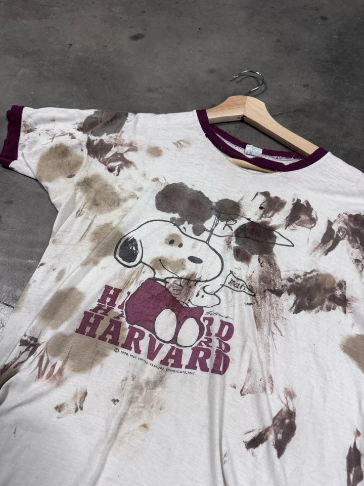 20 世纪 70 年代史努比哈佛复古 T 恤冠军蓝色酒吧男式复古 70 年代 — 第 2/4 张图片