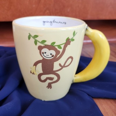 Going Bananas Yellow Monkey Mug with Banana Handle