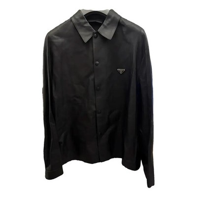 NEW £2,650 Prada Soft Leather Overshirt Jacket XL 52 Shirt Coat Lamb Button Long