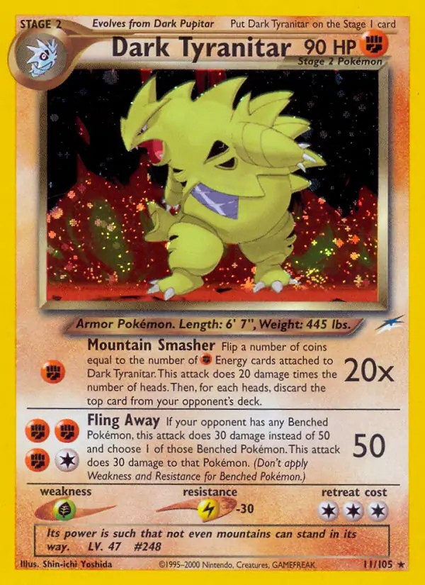 Dark Tyranitar - 11/105 - Pokemon Neo Destiny Unlimited Holo Rare Card WOTC LP