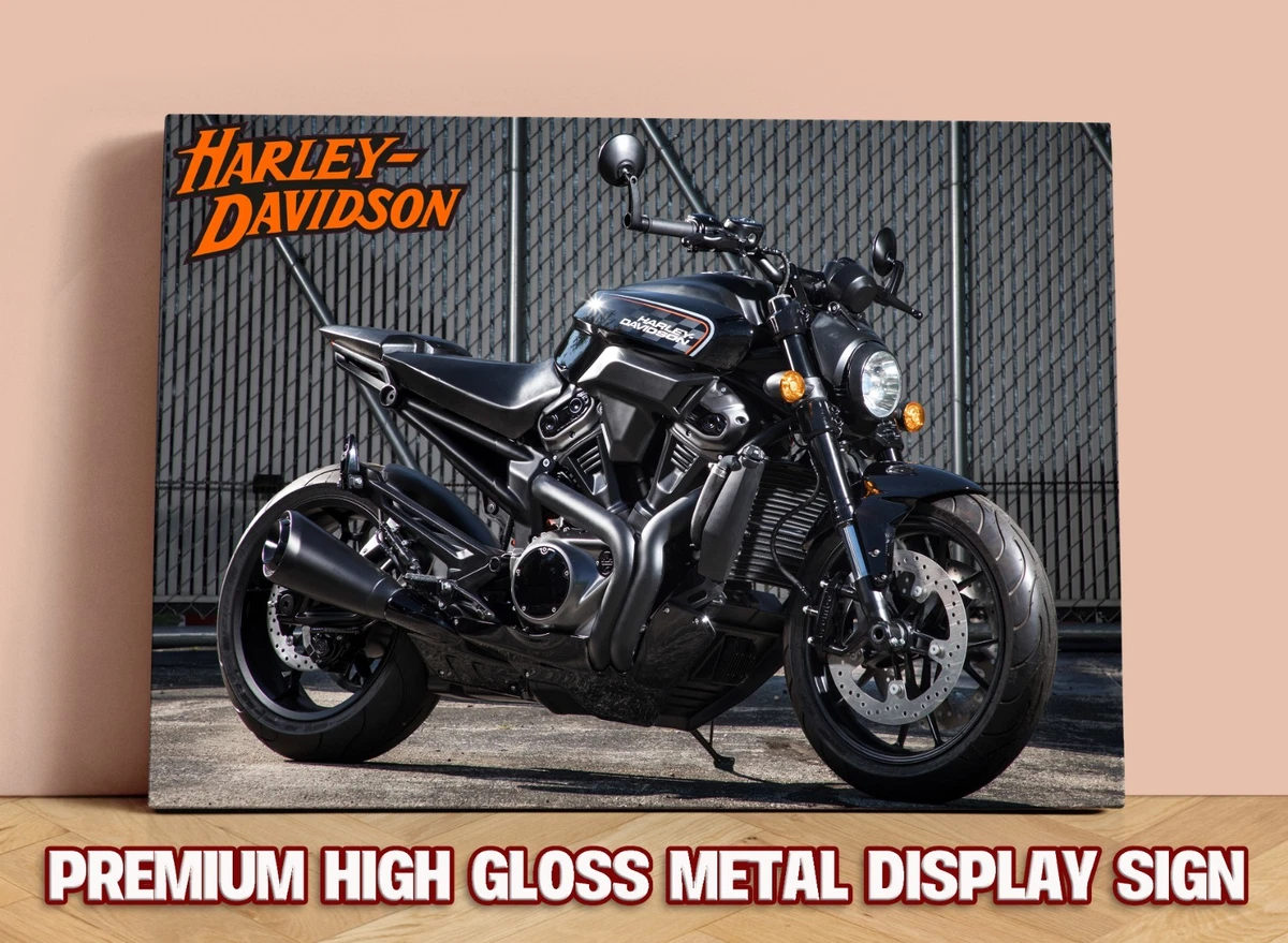 RARE HARLEY DAVIDSON PREMIUM GLOSS METAL SHOWROOM GARAGE DISPLAY SIGN Large A3