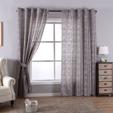 Vorhang Wildseide Optik 2er Set HxB 245x140 cm Grau Barock blickdicht