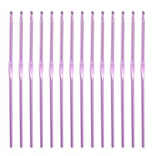 Crochet Hook Set, 14Pcs 3mm Aluminum Ergonomic Crochet Needle Light Purple
