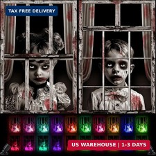 12 Pcs Halloween Ghost Window Decoration with Spot Lights,Horror Scary Silhoue