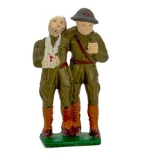 Grey Iron Lead Toy Soldier Helping Wounded Soldier G-105, Barclay Manoil SCARCE