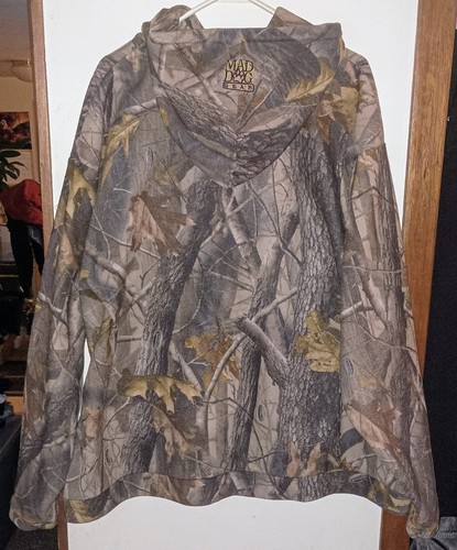 Y2K Mad Dog Gear Hunting Hoodie Mens 2XL Woodland Camo Zip Up Sweatshirt - Picture 2 of 5