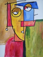 Abstract/Expressionism Sleepy Dude 11x14 M0dern Street Art Colorful Painting