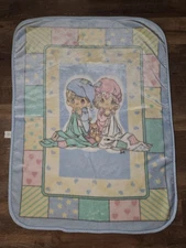 Crown Crafts Precious Moments Plush Fleece Baby Blanket Patchwork Lovey Vtg Y2K