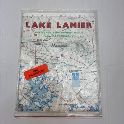 Vintage Lake Lanier Map Waterproof Atlantic Mapping Topography Color Fishing Rec