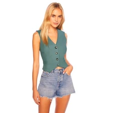 $148 New Susana Monaco Button Vest - Rosemary - Small