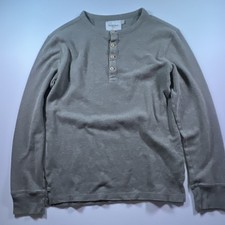Goodfellow  Co Men's S Gray Cotton Knit Henley Long Sleeve Tee