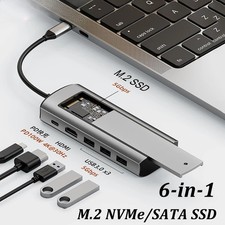 6-IN-1 USB C HUB USB C Docking Station With Disk Storage Function M.2 NVMe SATA