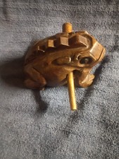Thailand Craft Wooden Lucky Frog Croaking Musical Instrument Home Office Decor