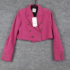 Zara Blazer Womens Medium Pink Tweed Cropped ...