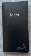 First Class Menu Avanti West Coast trains