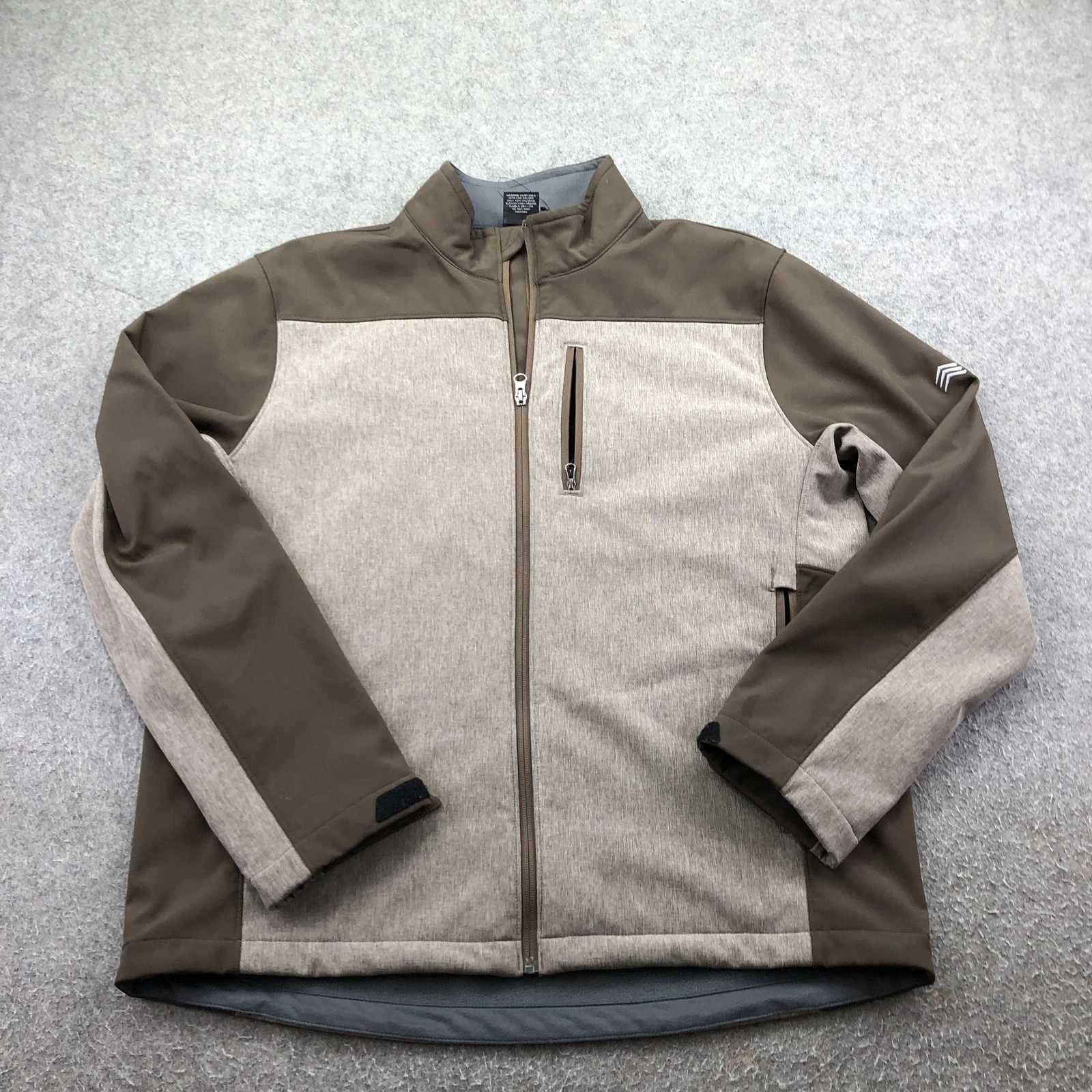 Solaris Jacket Mens Large Brown Softshell Full Zip Lined Zipper Pockets Outdoor