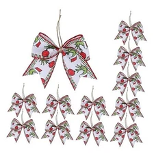 12 Pcs Red Green Christmas Ribbon Bows 6 Inch Funny Cartoon Hand Style