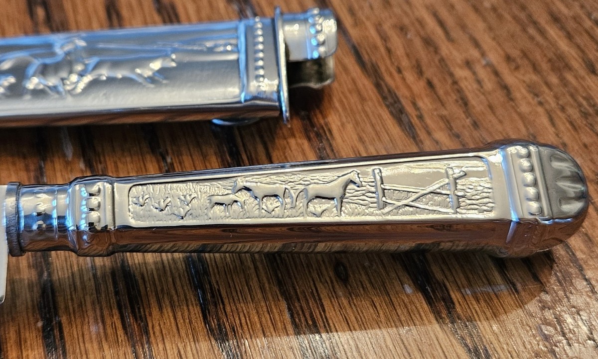 Vintage Elmo Inox Brazil Cowboy Themed Gaucho Boot Knife and