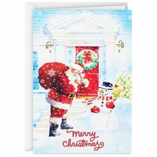 Hallmark Boxed Christmas Cards, Santa and Snowman, Santa Claus Scene - 16 Cards
