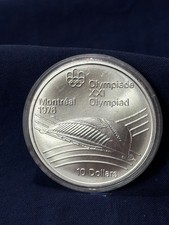 Sterling Silver Round 1976 Montreal Olympics Olympic Velodrome $10 Coin 1.44 Oz 93.72 per troy oz