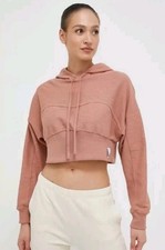 Image of ADIDAS Womens Pink Lounge Terry Loop Hoodie Size 2XS cropped length loose fit 