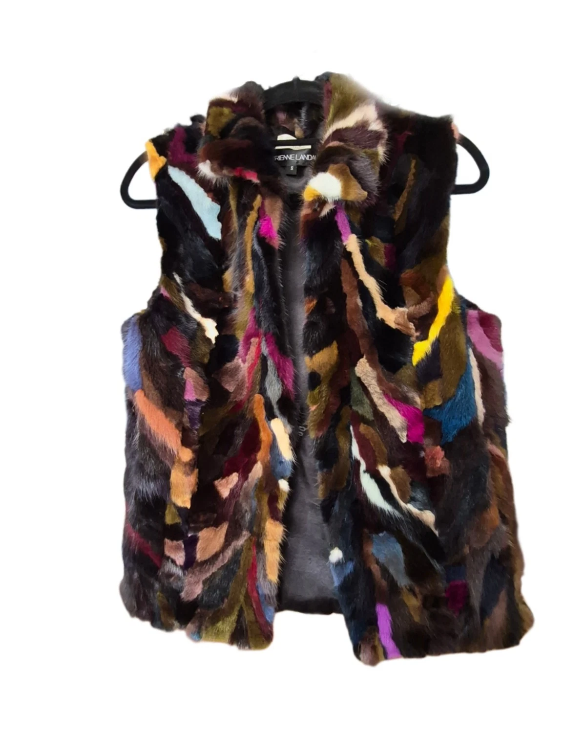 STUNNING Adrienne Landau for Neiman Marcus Vintage Real Mink Multicolor Vest (S)