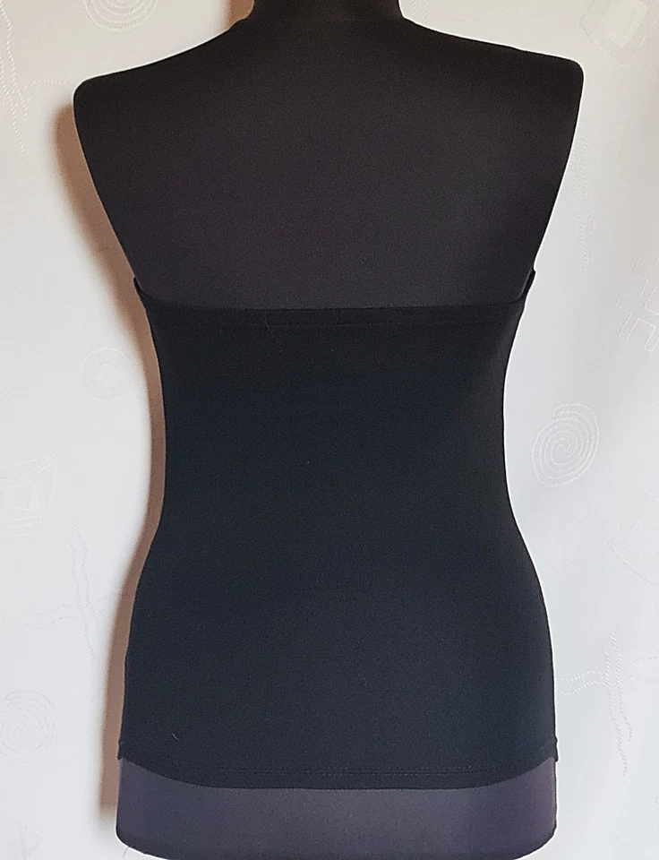 BLUSA MUJER TOP AUTÉNTICA IMITACIÓN CUERO NEGRO MACIZO-TALLA: US 4/XS; EU 32 Foto 3 de 4