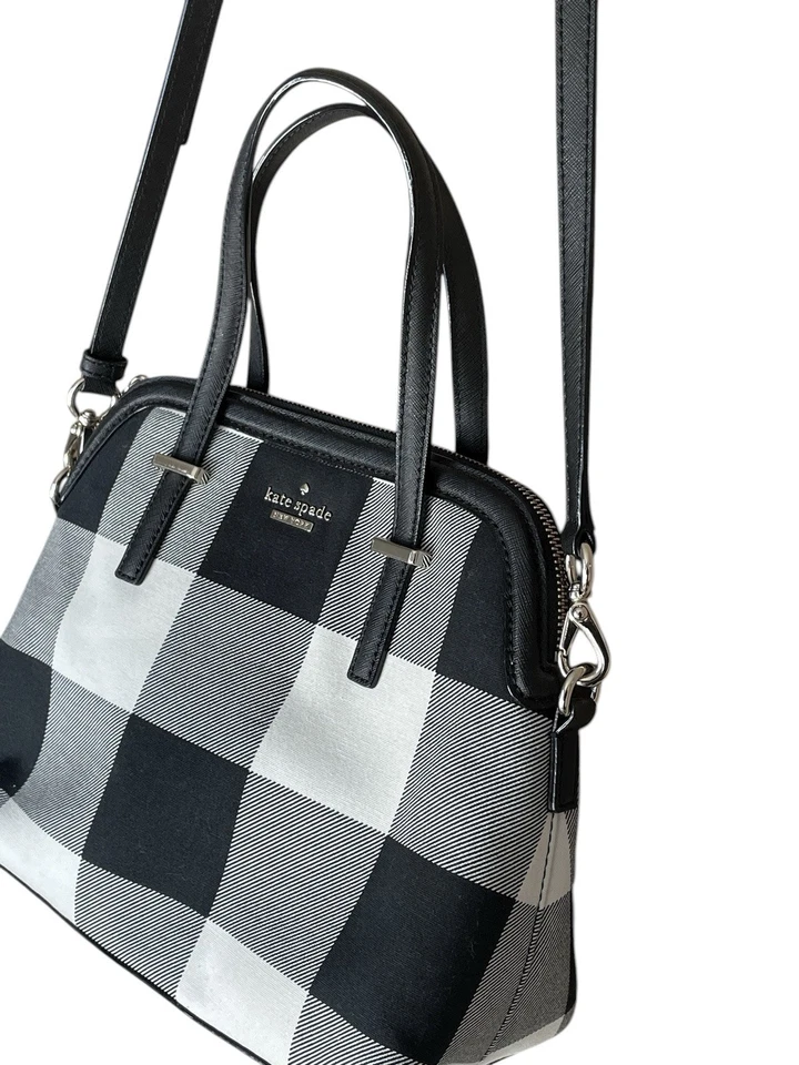Kate Spade Cameron Street Shoulder And Crossbody Bag Balck White Plaid Margot - Image 4 of 4