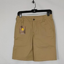 NWT Carhartt Dark Khaki 103103 Rugged Pro Canvas Shorts Original Fit Women Sz 12