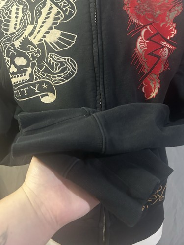 ED HARDY Christian Audigier Full Zip Jacket L Love Kills Skull VTG Y2K - Picture 5 of 9