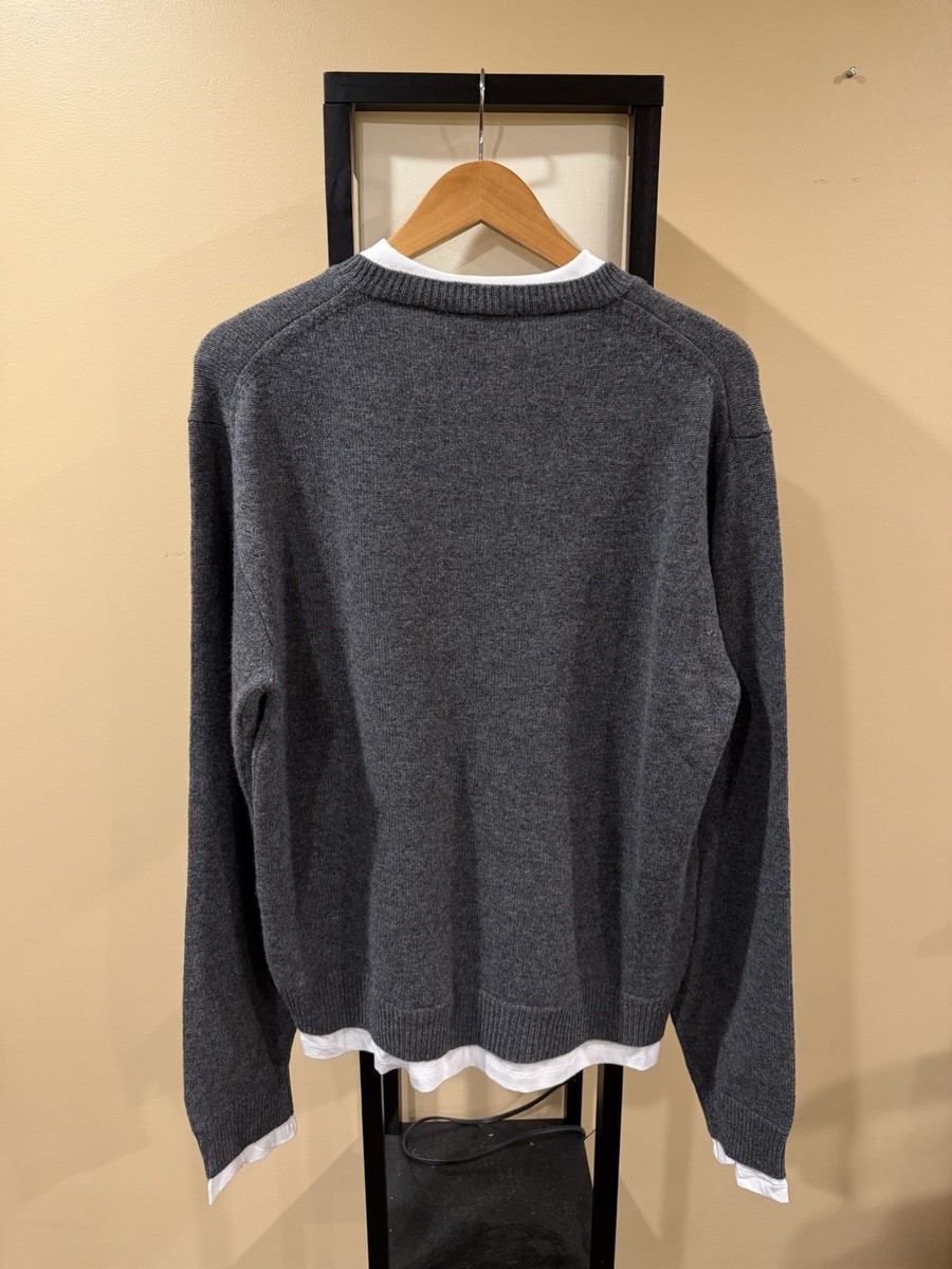 Miu Miu 2025 Cashmere Gray Double Layer V-Neck Sweater | eBay